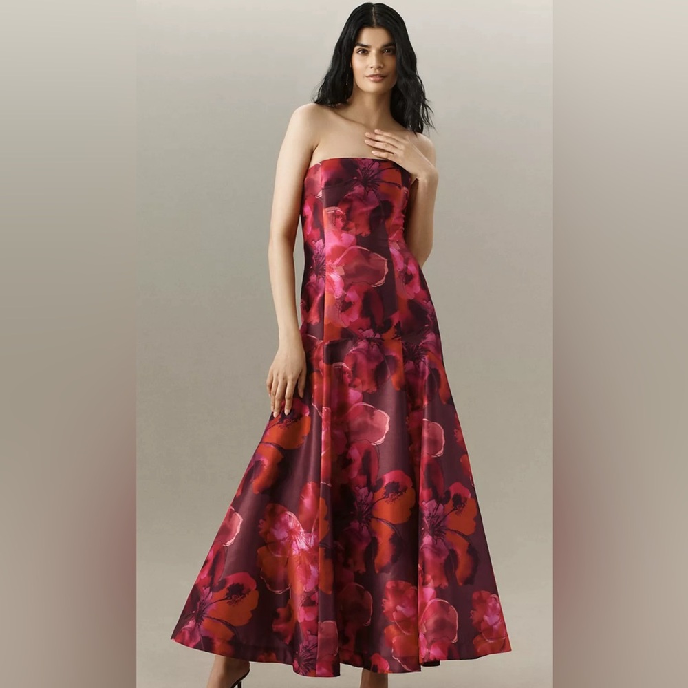 Hutch maria strapless floral a-line maxi dress